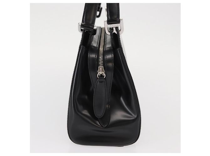 BALLY Bolso de mano de cuero negro plateado Auth 161058 Plata - vista 4