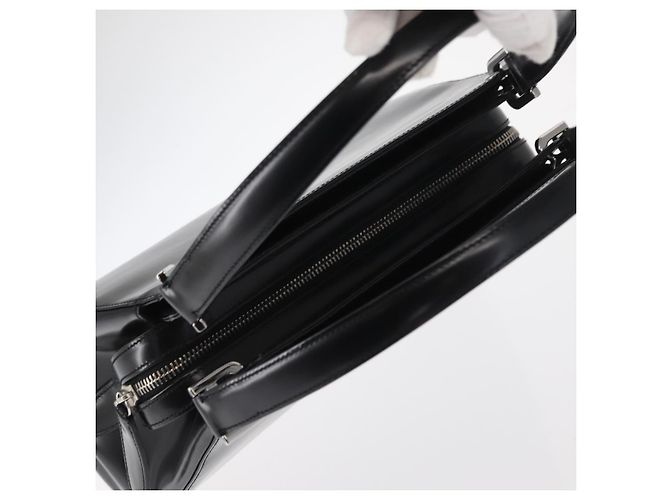 BALLY Bolso de mano de cuero negro plateado Auth 161058 Plata - vista 6