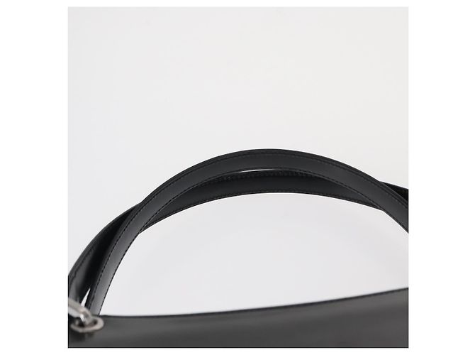 BALLY Bolso de mano de cuero negro plateado Auth 161058 Plata - vista 8