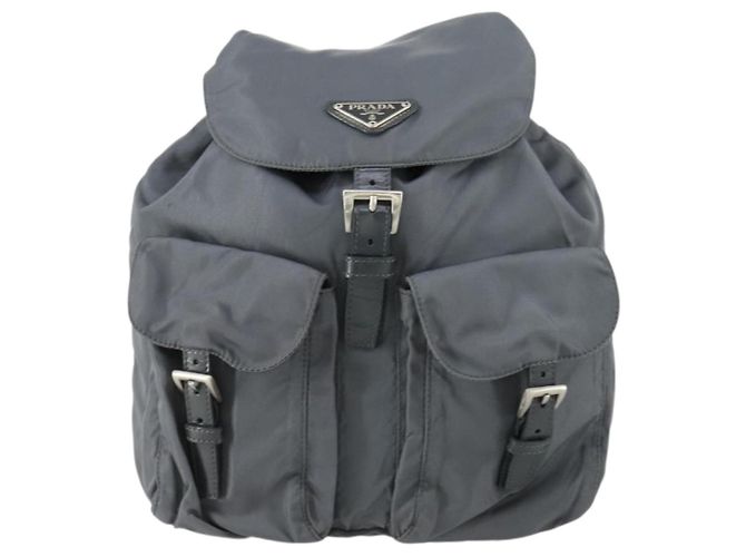 PRADA Rucksack aus grauem Nylon mit Silber authentisch gh1547 Braun - Ansicht 13