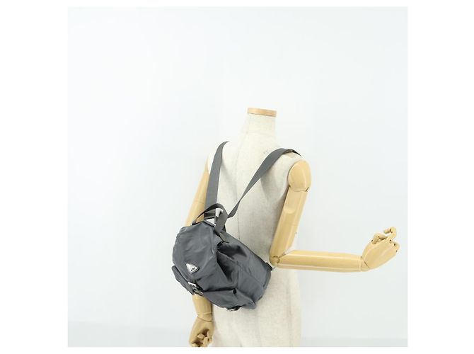 PRADA Rucksack aus grauem Nylon mit Silber authentisch gh1547 Braun - Ansicht 29