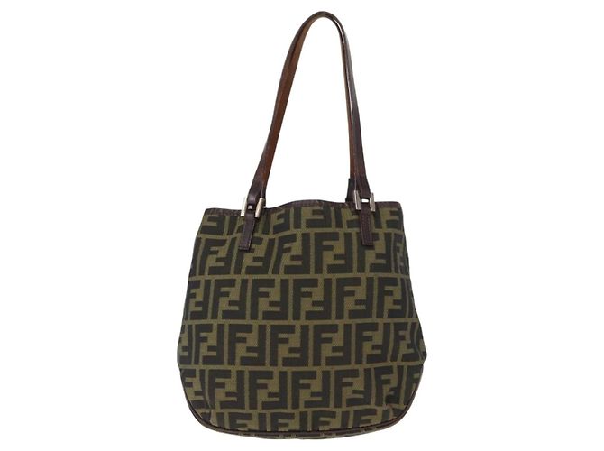 FENDI Zucca Canvas Handtasche braun schwarz Auth 161357 - Ansicht 13