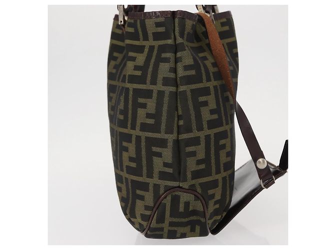 FENDI Zucca Canvas Handtasche braun schwarz Auth 161357 - Ansicht 4