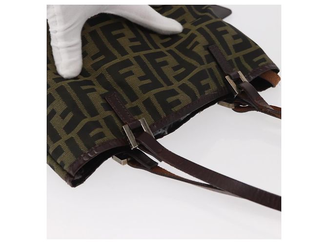 FENDI Zucca Canvas Handtasche braun schwarz Auth 161357 - Ansicht 6