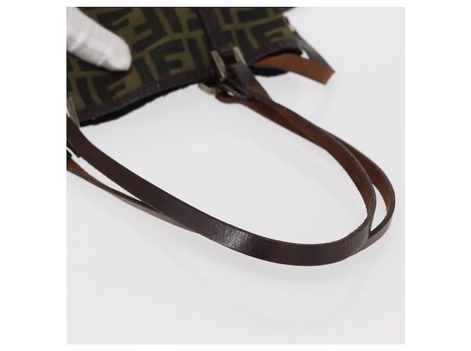 FENDI Zucca Canvas Handtasche braun schwarz Auth 161357 - Ansicht 7