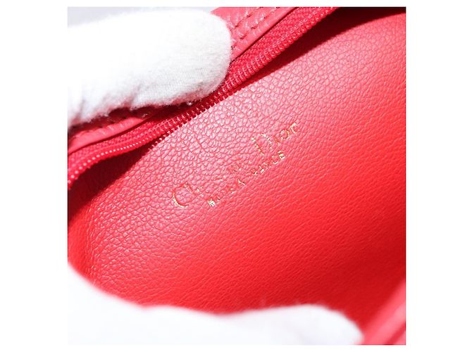 Christian Dior Schultertasche aus Leder Rot Gold Auth 161188 Golden - Ansicht 11