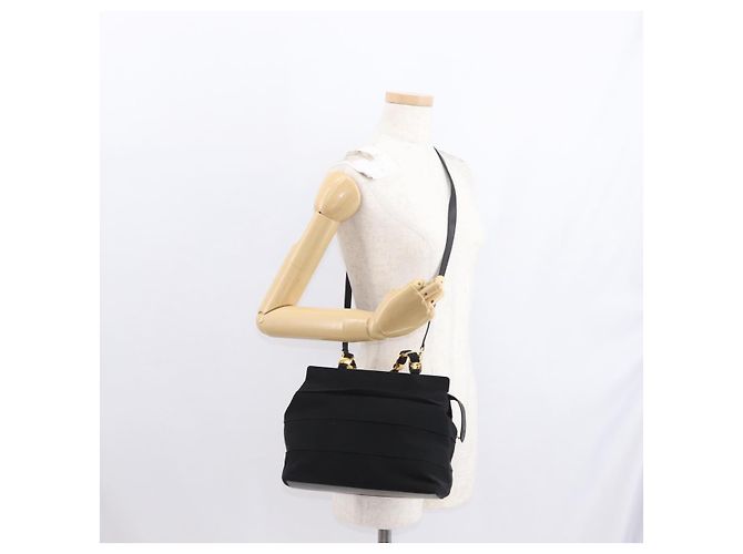 Borsa Vala in tela 2way nera Auth 160689 di Salvatore Ferragamo Nero - vista 21