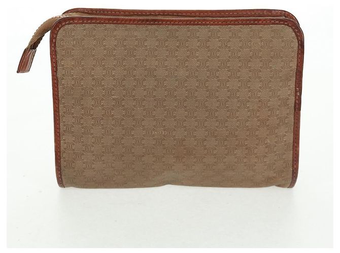 Céline Borsa in tela Macadam CELINE in pelle PVC e camoscio 3 pezzi beige arancione Auth 158541 - vista 10