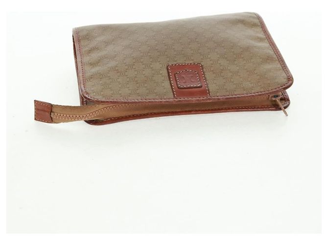 Céline Borsa in tela Macadam CELINE in pelle PVC e camoscio 3 pezzi beige arancione Auth 158541 - vista 12