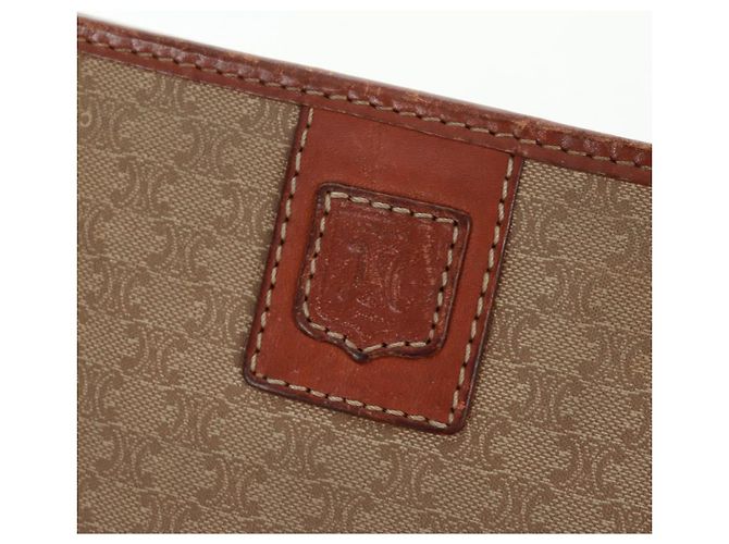 Céline Borsa in tela Macadam CELINE in pelle PVC e camoscio 3 pezzi beige arancione Auth 158541 - vista 15
