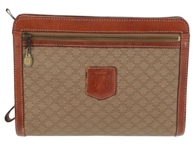 Céline Borsa in tela Macadam CELINE in pelle PVC e camoscio 3 pezzi beige arancione Auth 158541 - vista 2
