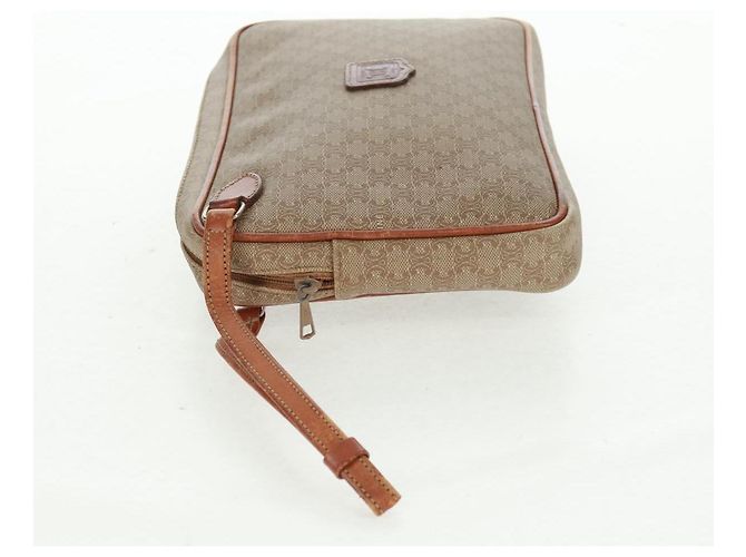 Céline Borsa in tela Macadam CELINE in pelle PVC e camoscio 3 pezzi beige arancione Auth 158541 - vista 20