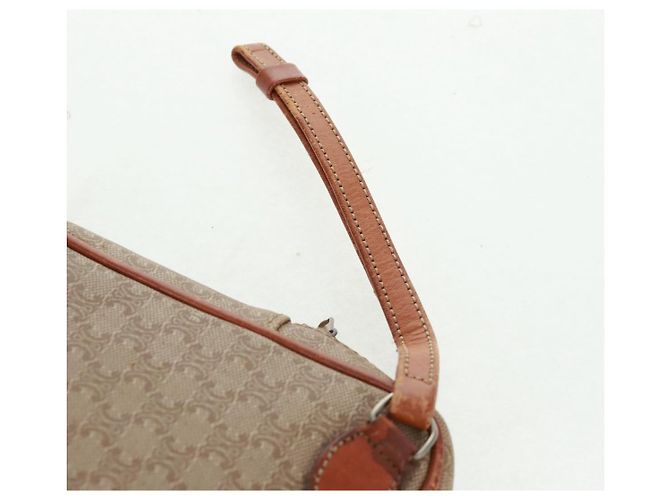 Céline Borsa in tela Macadam CELINE in pelle PVC e camoscio 3 pezzi beige arancione Auth 158541 - vista 22