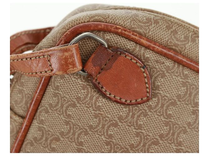 Céline Borsa in tela Macadam CELINE in pelle PVC e camoscio 3 pezzi beige arancione Auth 158541 - vista 26