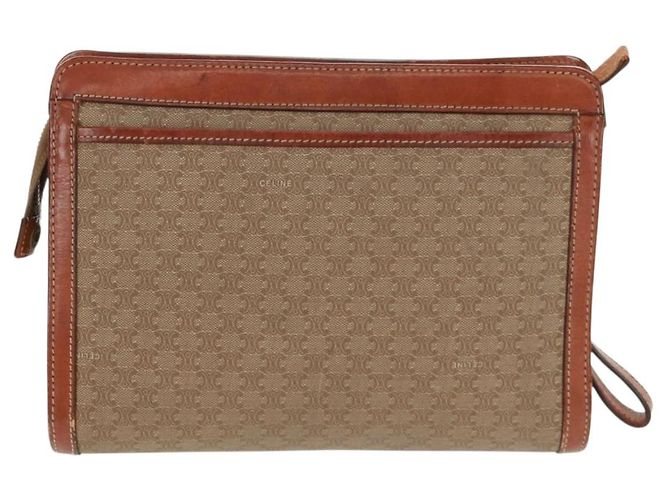 Céline Borsa in tela Macadam CELINE in pelle PVC e camoscio 3 pezzi beige arancione Auth 158541 - vista 3
