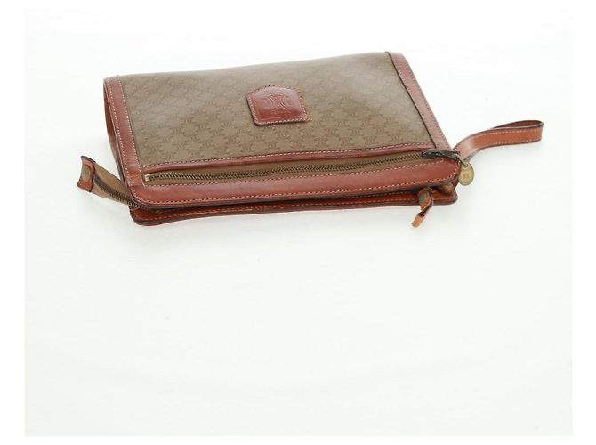Céline Borsa in tela Macadam CELINE in pelle PVC e camoscio 3 pezzi beige arancione Auth 158541 - vista 5