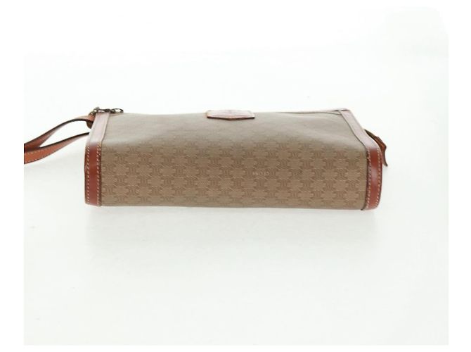 Céline Borsa in tela Macadam CELINE in pelle PVC e camoscio 3 pezzi beige arancione Auth 158541 - vista 6