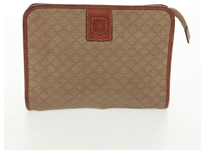 Céline Borsa in tela Macadam CELINE in pelle PVC e camoscio 3 pezzi beige arancione Auth 158541 - vista 9