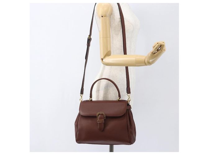 VALENTINO Handtasche aus Leder 2 in 1 Braun Gold Auth hk3311 Golden - Ansicht 25