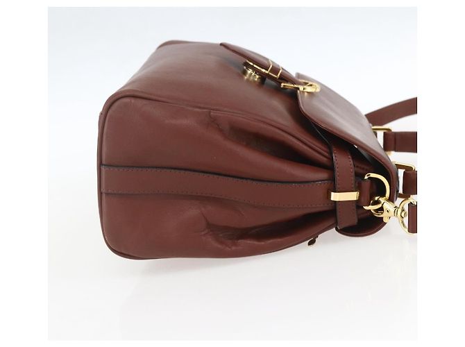 VALENTINO Handtasche aus Leder 2 in 1 Braun Gold Auth hk3311 Golden - Ansicht 4