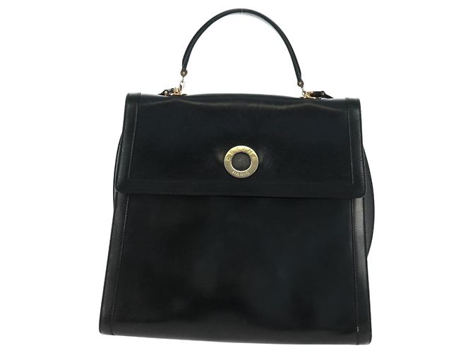 Céline Borsa a mano Celine Circle in pelle 2 in 1 nera e oro Auth 160826 Nero D'oro - vista 13