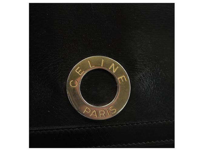 Céline Borsa a mano Celine Circle in pelle 2 in 1 nera e oro Auth 160826 Nero D'oro - vista 20