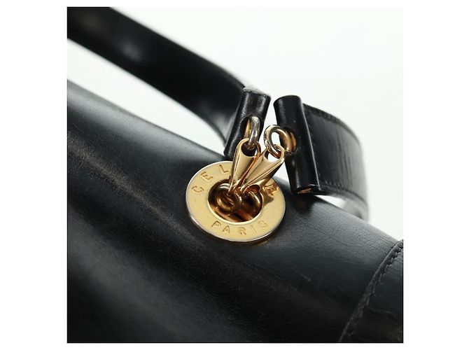 Céline Borsa a mano Celine Circle in pelle 2 in 1 nera e oro Auth 160826 Nero D'oro - vista 21
