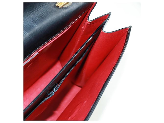 Céline Borsa a mano Celine Circle in pelle 2 in 1 nera e oro Auth 160826 Nero D'oro - vista 23
