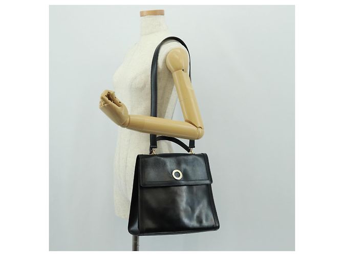 Céline Borsa a mano Celine Circle in pelle 2 in 1 nera e oro Auth 160826 Nero D'oro - vista 27