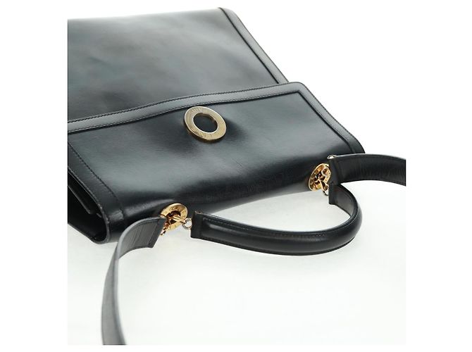 Céline Borsa a mano Celine Circle in pelle 2 in 1 nera e oro Auth 160826 Nero D'oro - vista 6