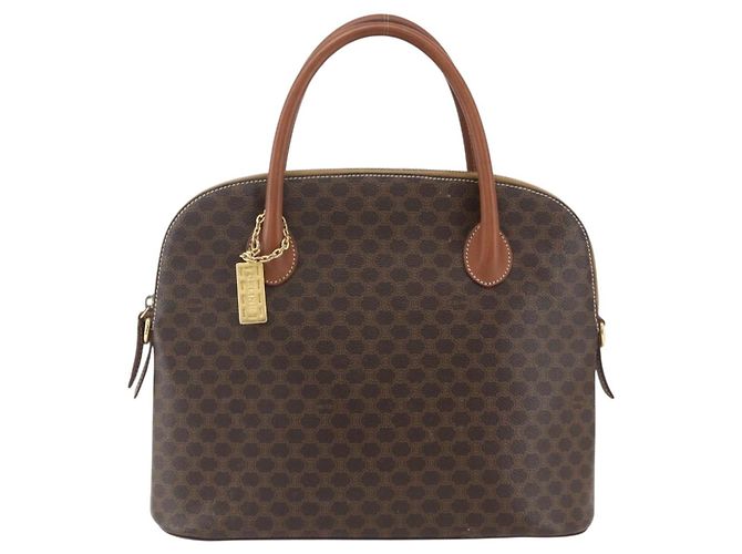 Céline Borsa a mano in tela Macadam CELINE in pelle PVC marrone e oro Auth 162250 D'oro - vista 13