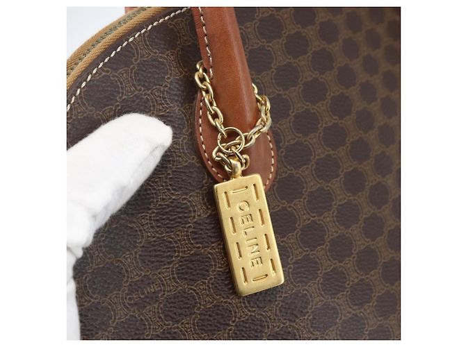 Céline Borsa a mano in tela Macadam CELINE in pelle PVC marrone e oro Auth 162250 D'oro - vista 18