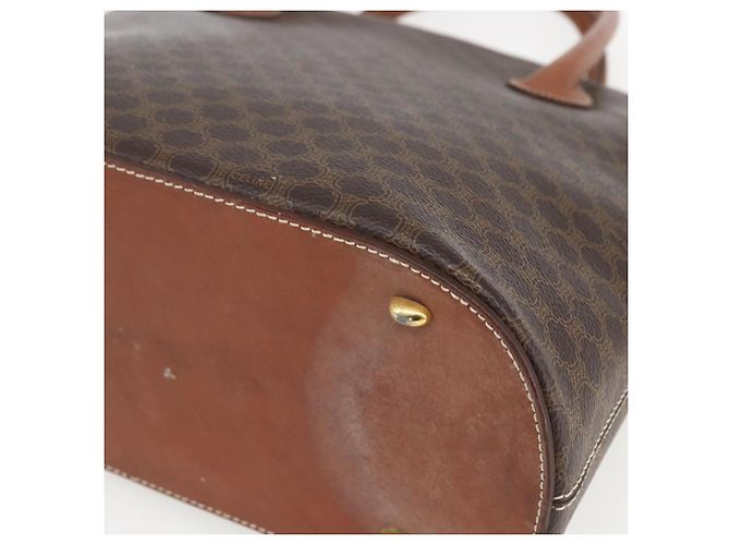 Céline Borsa a mano in tela Macadam CELINE in pelle PVC marrone e oro Auth 162250 D'oro - vista 8