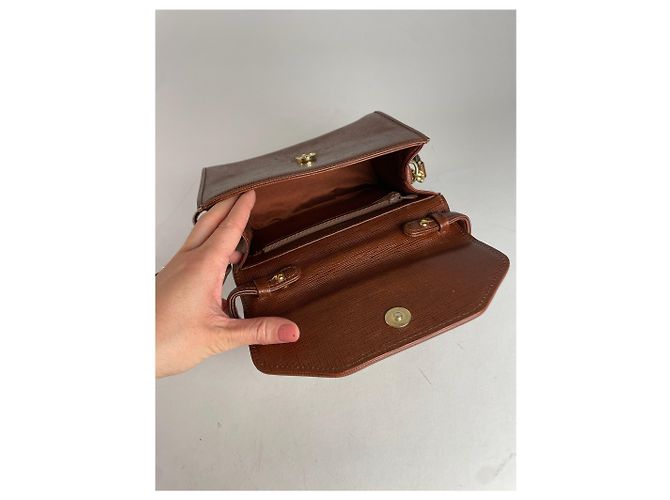 Vintage Courreges 2Way Lederhandtasche braun - Ansicht 6
