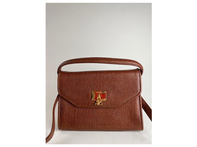 Vintage Courreges 2Way Lederhandtasche braun - Ansicht 8