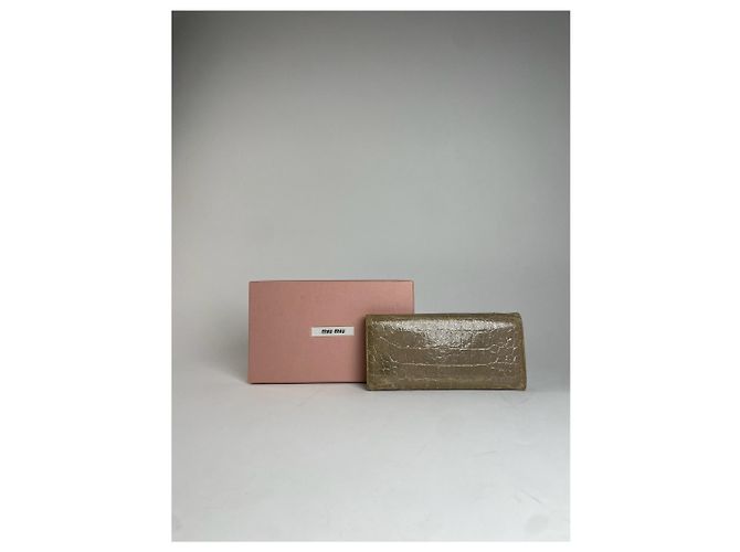 Vintage Miu Miu crocodile Emblossed Leather Wallet Brown - view 2
