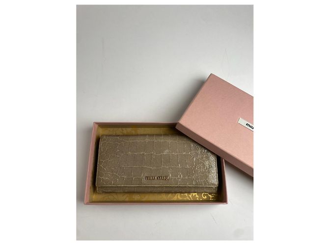 Vintage Miu Miu crocodile Emblossed Leather Wallet Brown - view 3