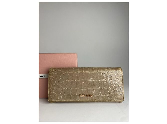 Vintage Miu Miu crocodile Emblossed Leather Wallet Brown - view 5