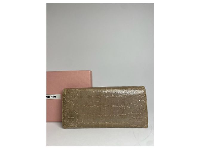 Vintage Miu Miu crocodile Emblossed Leather Wallet Brown - view 7