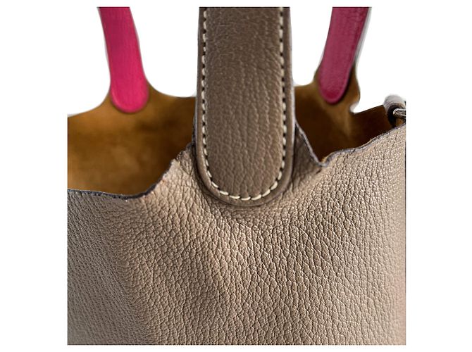 Hermès Bolsa bucket de couro Picotin 18 sem fecho Etoupe Bege - vista 10