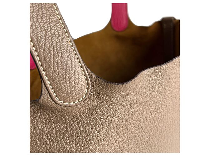 Hermès Bolsa bucket de couro Picotin 18 sem fecho Etoupe Bege - vista 11