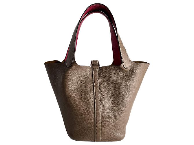 Hermès Bolsa bucket de couro Picotin 18 sem fecho Etoupe Bege - vista 2