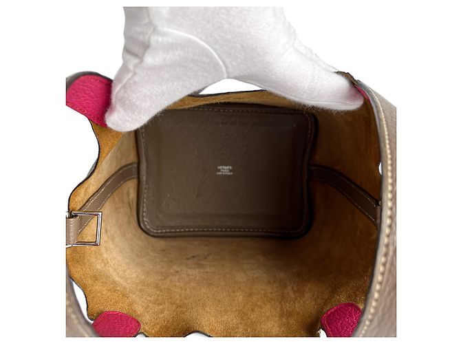 Hermès Bolsa bucket de couro Picotin 18 sem fecho Etoupe Bege - vista 6
