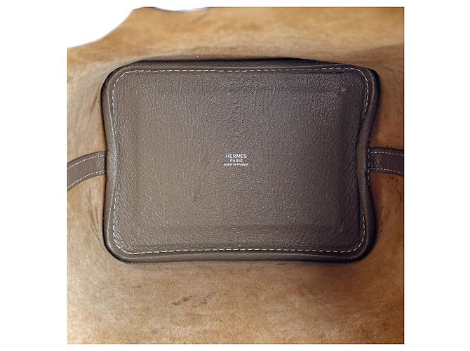 Hermès Bolsa bucket de couro Picotin 18 sem fecho Etoupe Bege - vista 7