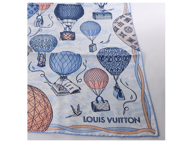 Sciarpa in seta 100% Louis Vuitton "up AND away" in blu M78448 - vista 2