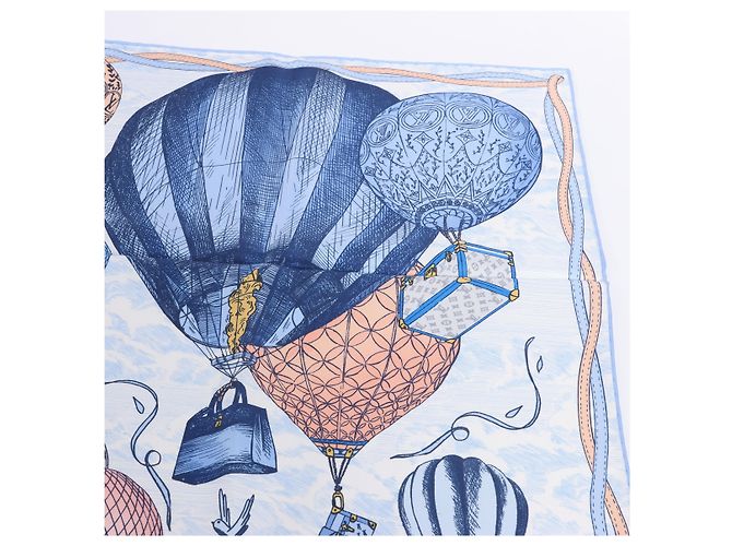 Sciarpa in seta 100% Louis Vuitton "up AND away" in blu M78448 - vista 4