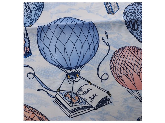 Sciarpa in seta 100% Louis Vuitton "up AND away" in blu M78448 - vista 7