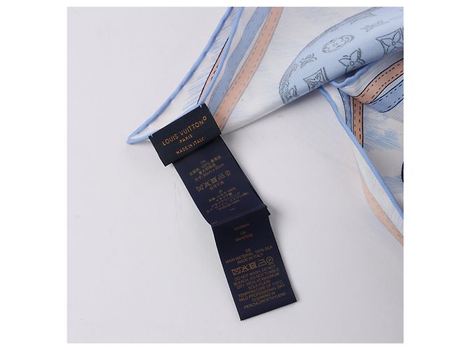 Sciarpa in seta 100% Louis Vuitton "up AND away" in blu M78448 - vista 9