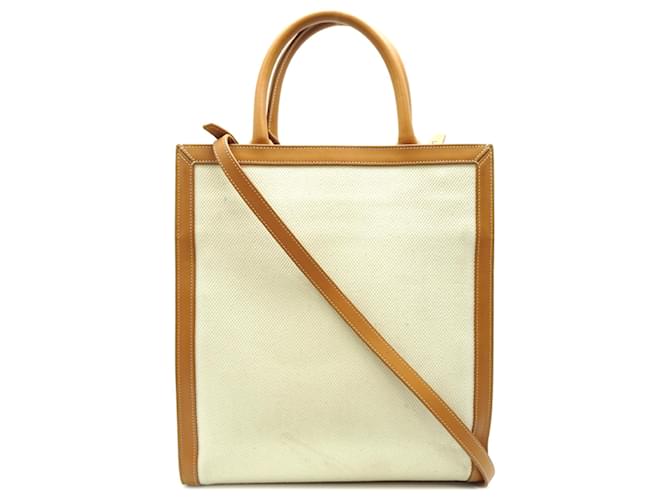 Cabas Céline Borsa Tote Piccola Verticale Celine Marrone Bianco - vista 2