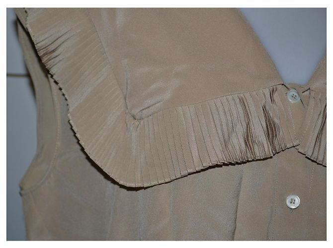 Top de seda Mulberry Beige Dorado Talla 40 - vista 3